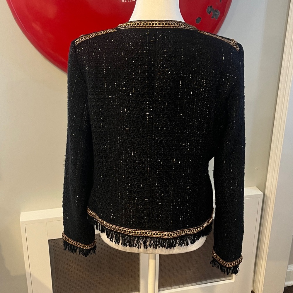Juicy Couture Black Label Black/Gold & Metallic Tweed ‘Chanel’ Crop Jacket, L - Picture 7 of 13